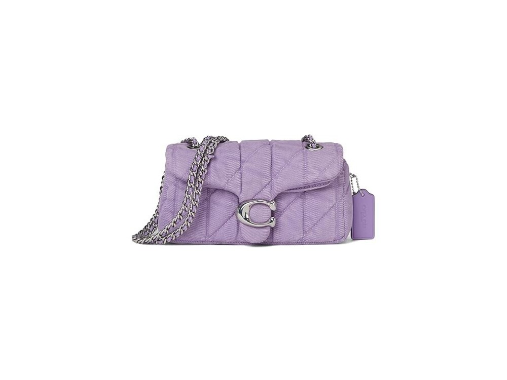 COACH Tabby Shoulder Bag 20 Lavender Quilted Fabric Silver Chain